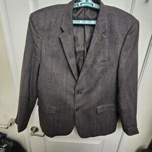 Adolfo Mens Blazer Sport Coat Two Button Casual Jacket Size 48R Wool Herringbone